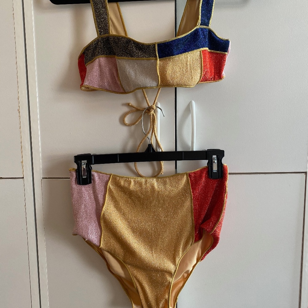 Glitter Color Block Bikini